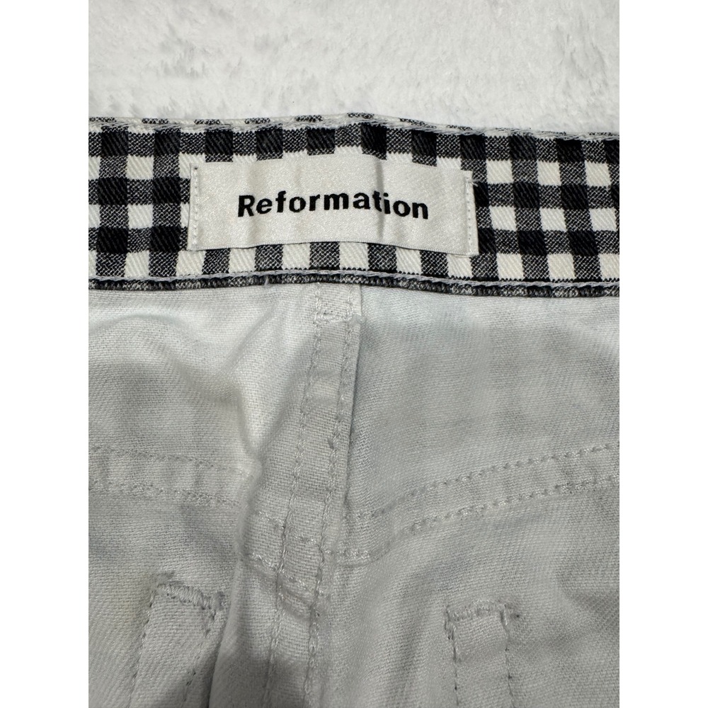 Reformation Bianca Skirt Mia Gingham Black White Front Button Mini Skirt 27 - Picture 4 of 8